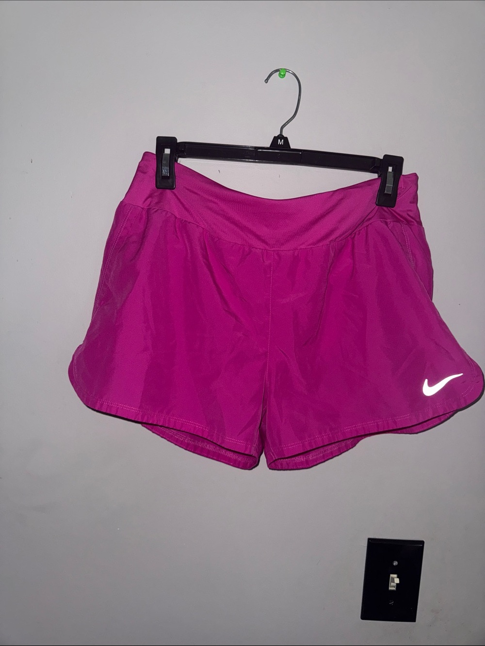 Nike Women's Bright Magenta Athletic Shorts with Reflective Swoosh
